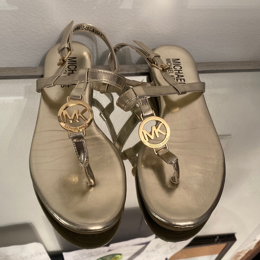 Michael Kors metallic gold sandals size 4